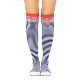 4 Pair Striped Cotton Over The Knee Socks